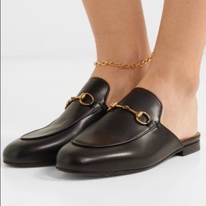 Gucci Princetown Leather Slipper (37.5, Black)